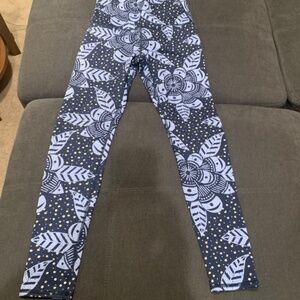 Aerie Chill Play Move Leggings with Mesh Floral Panels Light Blue Size Medium
